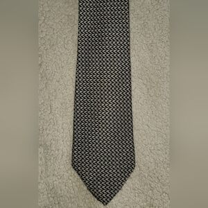 Ralph Lauren Black and Beige Houndstooth Patterned Tie